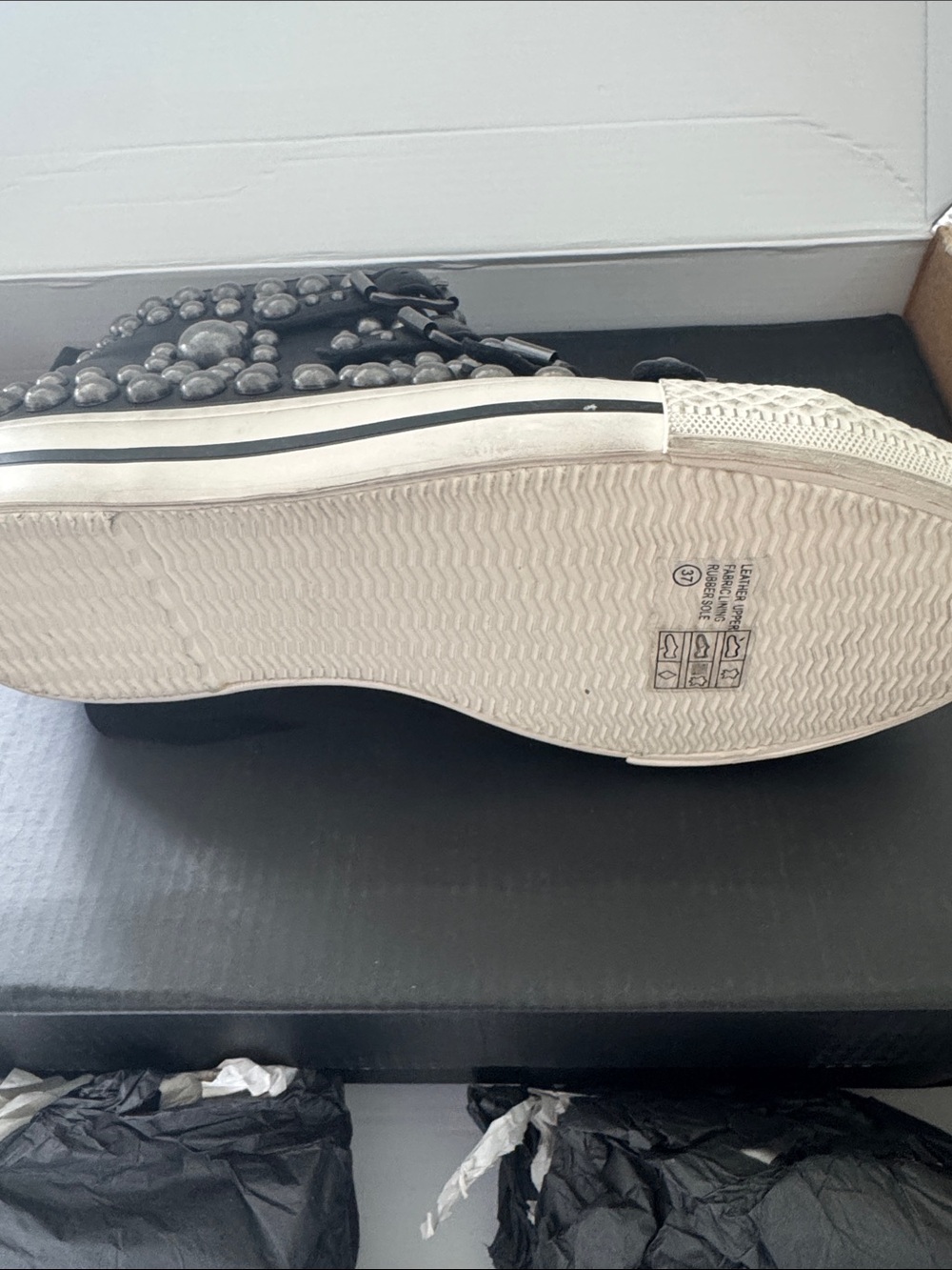 Ash Black and White Studded High-Top Sneakers - Picture 4 of 6